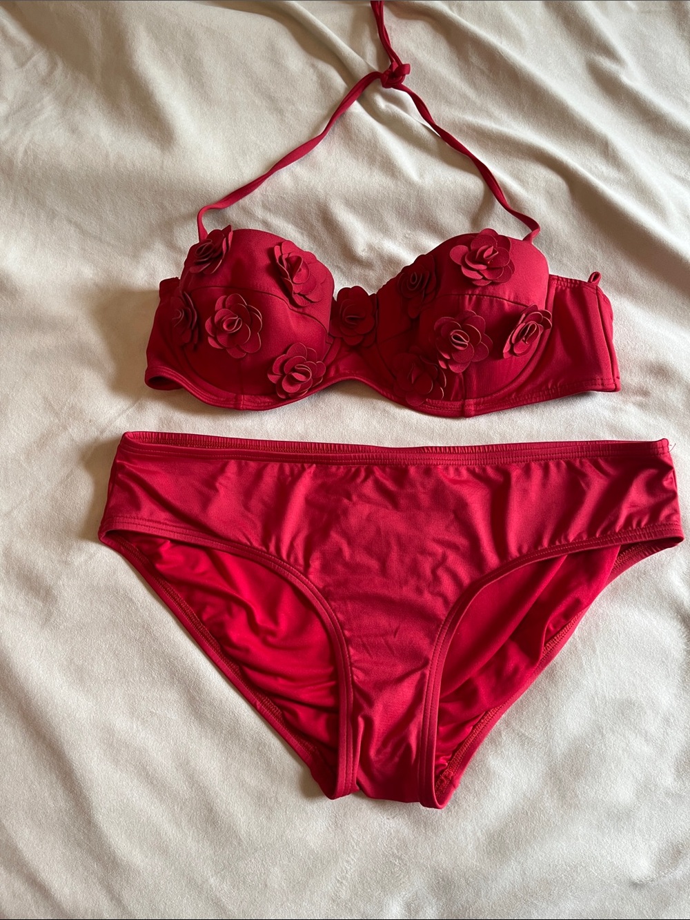 kate spade Red Floral Appliqué Two-Piece Bikini